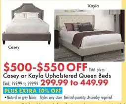 Boscov's Casey or Kayla Upholstered Queen Beds offer