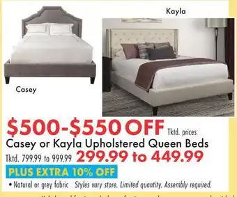 Boscov's Casey or Kayla Upholstered Queen Beds offer