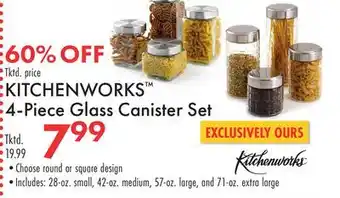 Boscov's KITCHENWORKS 4-Piece Glass Canister Set offer