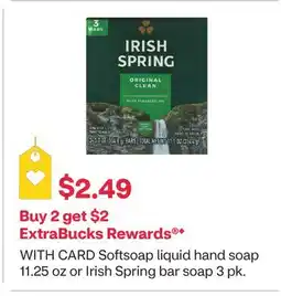 CVS Softsoap liquid hand soap 11.25 oz or Irish Spring bar soap 3 pk offer