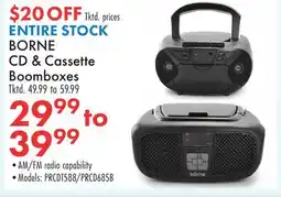 Boscov's ENTIRE STOCK BORNE CD & Cassette Boomboxes offer