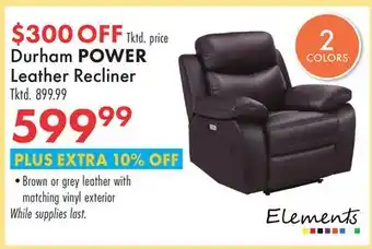 Boscov's Durham POWER Leather Recliner offer