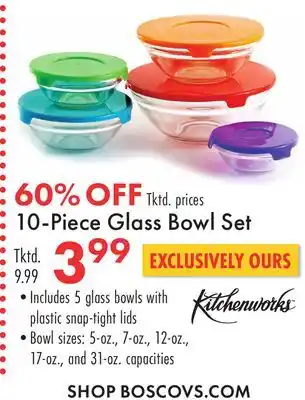 Boscov's KITCHENWORKS 10-Piece Glass Bowl Set offer