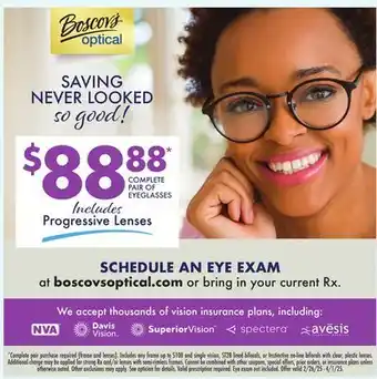 Boscov's COMPLETE PAIR OF EYEGLASSES offer