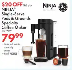 Boscov's NINJA Single-Serve Pods & Grounds Specialty Coffee Maker offer