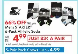 Boscov's Mens STARTER 6-Pack Athletic Socks offer