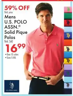 Boscov's Mens U.S. POLO ASSN. Solid Pique Polos offer