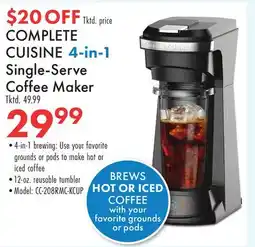 Boscov's COMPLETE CUISINE 4-in-1 Single-Serve Coffee Maker offer