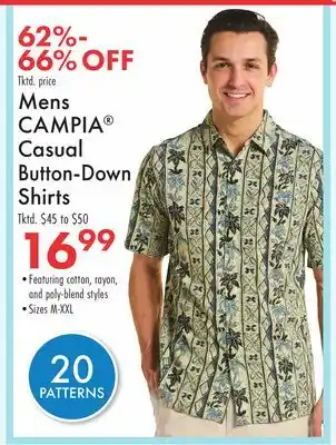 Boscov's Mens CAMPIA Casual Button-Down Shirts offer