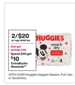 CVS Huggies bagged diapers, Pull-Ups or Goodnites offer