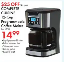 Boscov's COMPLETE CUISINE 12-Cup Programmable Coffee Maker offer