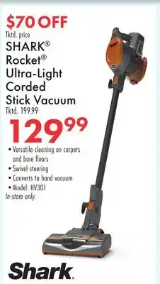 Boscov's SHARK Rocket Ultra-Light Corded Stick Vacuum offer