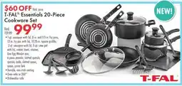 Boscov's T-FAL Essentials 20-Piece Cookware Set offer