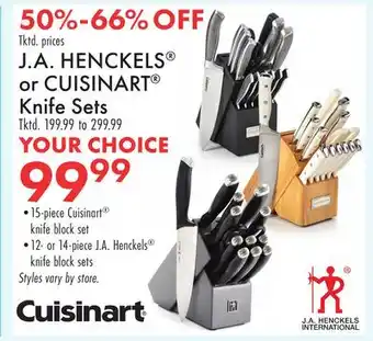 Boscov's J.A. HENCKELS or CUISINART Knife Sets offer