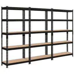 Walmart Alden Design 3 Pack 5-Shelf Boltless & Adjustable Steel Storage Shelf Unit, Black offer