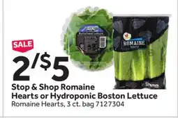 Stop&Shop Stop & Shop Romaine Hearts or Hydroponic Boston Lettuce Romaine Hearts offer