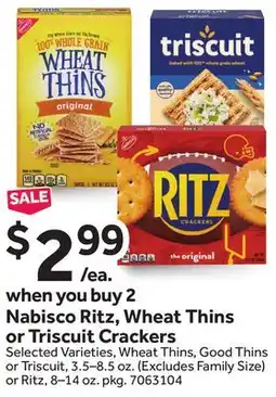 Stop&Shop Nabisco Ritz, Wheat Thins or Triscuit Crackers offer