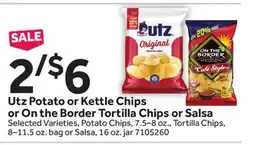 Stop&Shop Utz Potato or Kettle Chips or On the Border Tortilla Chips or Salsa offer