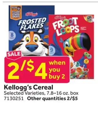 Stop&Shop Kellogg's Cereal offer