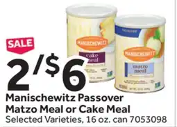 Stop&Shop Manischewitz Passover Matzo Meal or Cake Meal offer