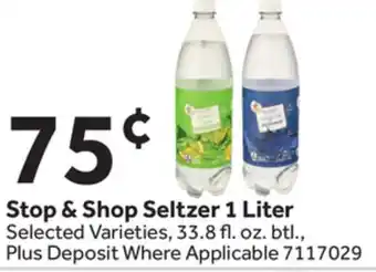 Stop&Shop Stop & Shop Seltzer 1 Liter offer