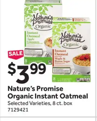 Stop&Shop Nature's Promise Organic Instant Oatmeal offer