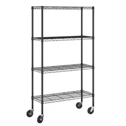 Walmart Furinno Wayar 4-Tier Metal Storage Shelf Rack Cart with Casters, 36 x 14 x 58, Black offer