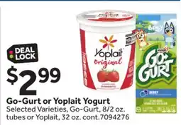 Stop&Shop Go-Gurt or Yoplait Yogurt offer