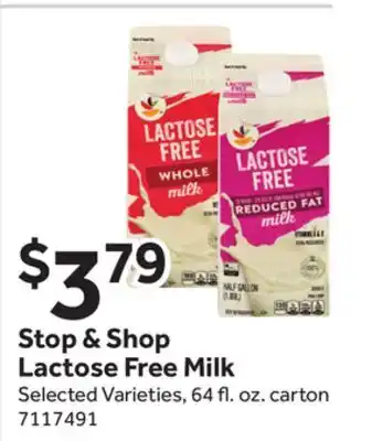 Stop&Shop Stop & Shop Lactose Free Milk offer