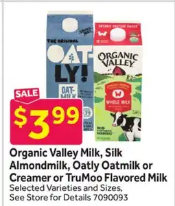 Stop&Shop Organic Valley Milk, Silk Almondmilk, Oatly Oatmilk or Creamer or TruMoo Flavored Milk offer