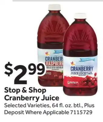 Stop&Shop Stop & Shop Cranberry Juice offer