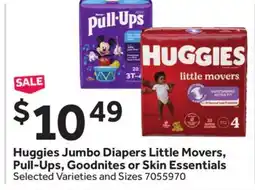 Stop&Shop Huggies Jumbo Diapers Little Movers, Pull-Ups, Goodnites or Skin Essentials offer