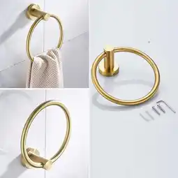 Walmart Cogfs Brushed Golden Bathroom Towel Ring Holder Wall Mount Stainless Steel Towel Rai offer