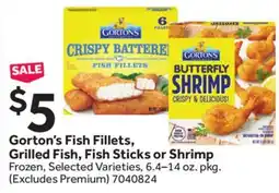 Stop&Shop Gorton's Fish Fillets, Grilled Fish, Fish Sticks or Shrimp offer