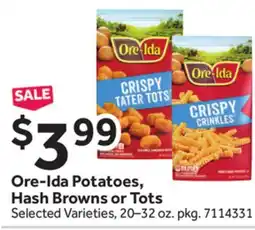 Stop&Shop Ore-Ida Potatoes, Hash Browns or Tots offer