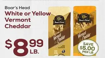 DeCicco & Sons Boar's Head White or Yellow Vermont Cheddar offer