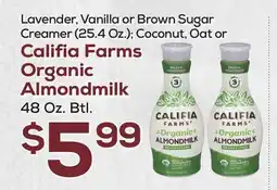 DeCicco & Sons Califia Farms Organic Almondmilk 48 Oz. Btl offer