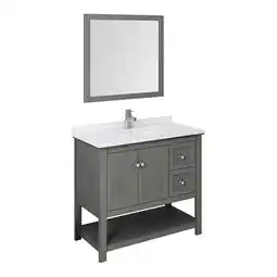 Walmart Fresca Manchester Regal 42 Traditional Wood Bathroom Vanity w/Mirror in Gray offer