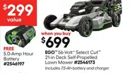 Lowe's 56-Volt G Select Cut 21-in Deck Self-Propelled Lawn Mower offer