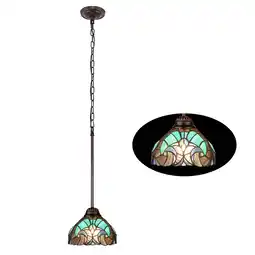 Walmart Chloe Lighting Liaison Victorian 1-Light Glass Mini Pendant in Bronze/Green offer