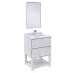 Walmart Fresca Stella 24 Single Bathroom Vanity w/ Open Base & Mirror in Rustic White offer