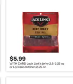 CVS Jack Link's jerky 2.6-3.25 oz or Lorissa's Kitchen 2.25 oz offer