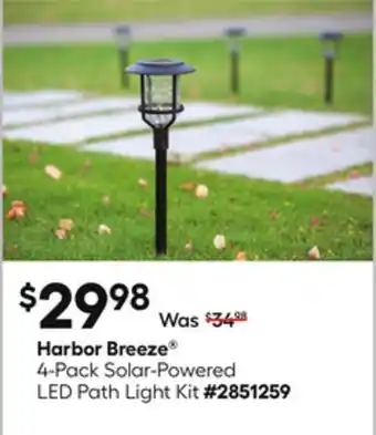 Lowe's 4-Pack Solar-Powered LED Path Light Kit offer