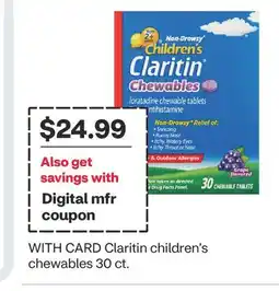 CVS Claritin children's chewables 30 ct offer