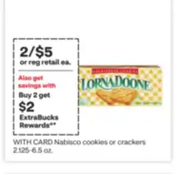 CVS Nabisco cookies or crackers 2.125-6.5 oz offer