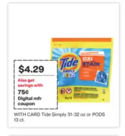 CVS Tide Simply 31-32 oz or PODS 13 ct offer