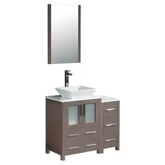 Walmart Fresca Torino 36 Bathroom Vanity & Side Cabinet/Vessel Sink in Gray Oak offer