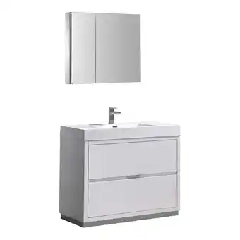 Walmart Fresca Valencia 40 Wood Bathroom Vanity with Cabinet in Glossy White offer