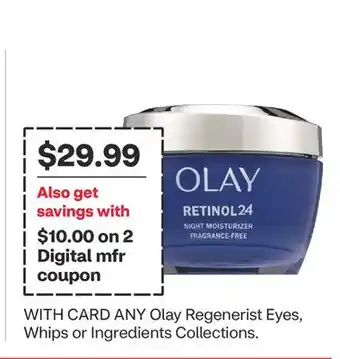 CVS ANY Olay Regenerist Eyes, Whips or Ingredients Collections offer