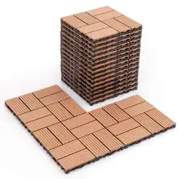 Walmart Costway 18 PCS Interlocking Deck Tiles 12 x 12 Waterproof All Weather Flooring Covering Brown offer